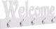 vidaXL Wooden Wall Hanger Welcome with 10 Slots White 74x29.5cm 1pc