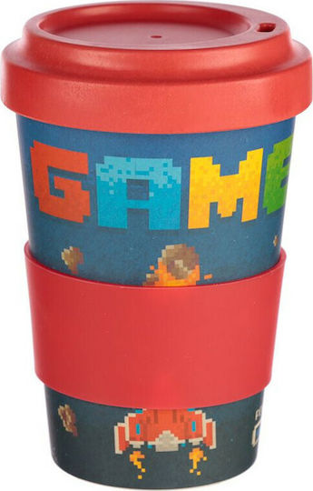 Puckator Game Over Κούπα Μπαμπού με Καπάκι Κόκκινη 400ml