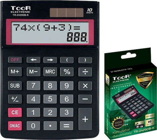 TooR TR-2429DB Αριθμομηχανή Τσέπης 10 Ψηφίων σε Μαύρο Χρώμα