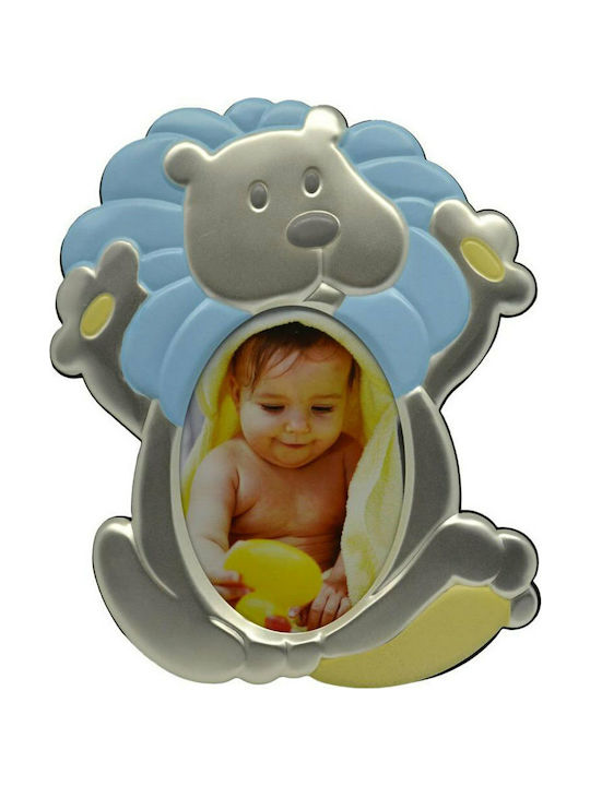 Ankor Λιοντάρι Παιδική Κορνίζα Επάργυρη Light Blue-Yellow 9x13cm