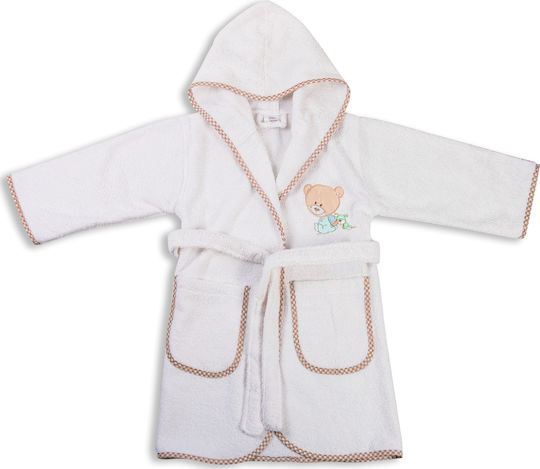 Dimcol Baby Bademantel Kapuzen Happy Bears 02 21 White