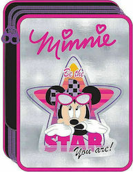 Gim Minnie Silver Star Pencil Case Full with 2 Compartments Fuchsia