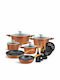 Edenberg Cookware Set of Aluminum with Stone Coating Cooper 15pcs
