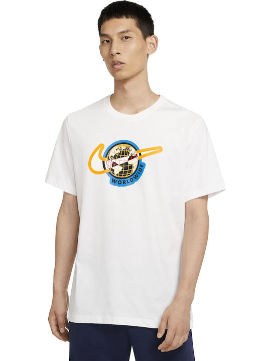 Nike Swoosh Worldwide Ανδρικό T-shirt Λευκό με Στάμπα