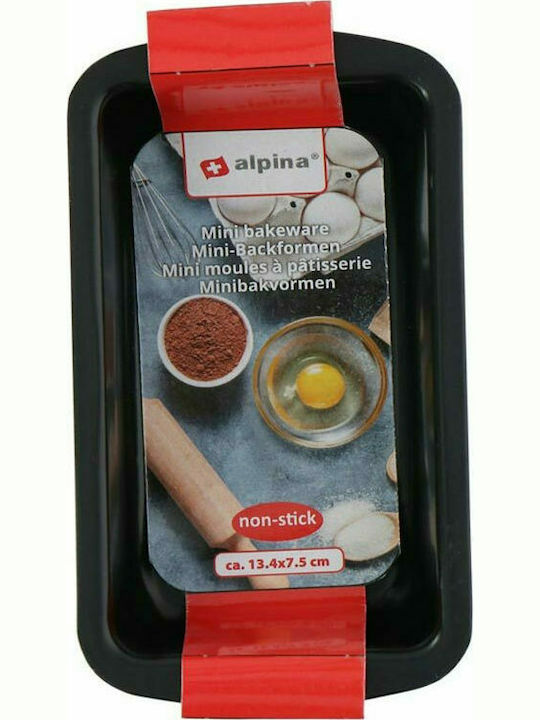 Alpina Appliances Φόρμα Ζαχαροπλαστικής για Κέικ Ορθογώνια από Αλουμίνιο 13.4x7.5εκ. μαύρο χρώμα Παραλληλόγραμμο