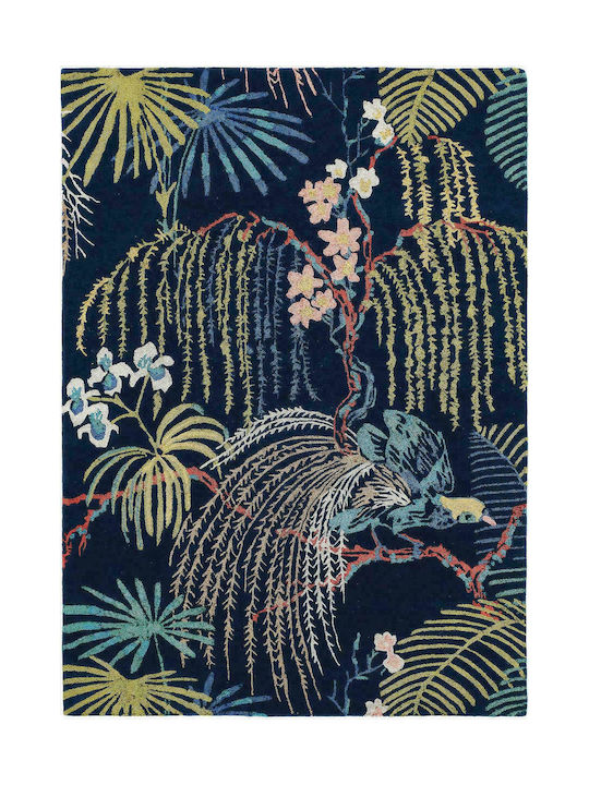 Rain Forest Handmade Rug Rectangular Blue