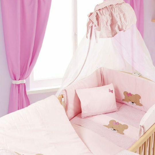 Dimcol Duvet Crib Cotton Sleeping Bears Cub Pink 100x140cm