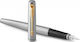 Parker Writing Pen Medium Silver made of Steel with Blue Ink