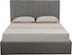 Tereza Pat Single Gri cu Spațiu de Stocare pentru Saltea 80x200cm