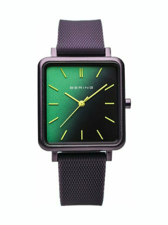 Bering Time True Aurora Ανδρικό Ρολόι 28mm Μπαταρίας με Μωβ Καουτσούκ Λουράκι