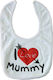 Soft Touch I Love Mummy Bib Fabric with Hoop & Loop Fastener White