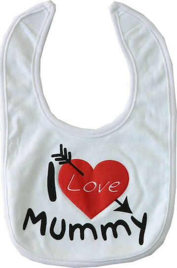 Soft Touch I Love Mummy Лигавник Текстил със закопчалка за обръч и примка Бяла