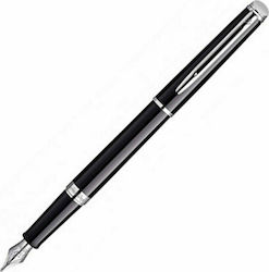 Waterman Hemisphere Πένα Γραφής Medium Μαύρη από Ατσάλι με Μαύρο και Μπλε Μελάνι