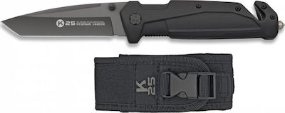 K25 Rubber Tanto Briceag Negru cu Lamă din Oțel inoxidabil cu Teacă