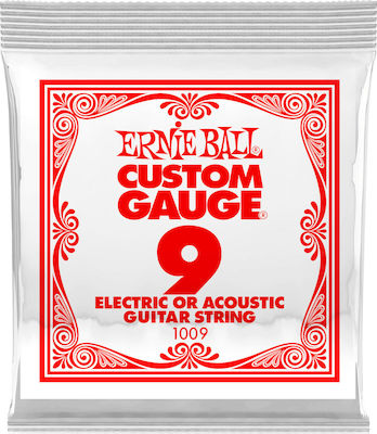 Ernie Ball Single Steel String 6pcs for Acoustic Guitar / Electric Guitar Custom Gauge Plain .009
