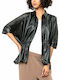 Lighthouse Women's Leather Short Sleeve Shirt Black