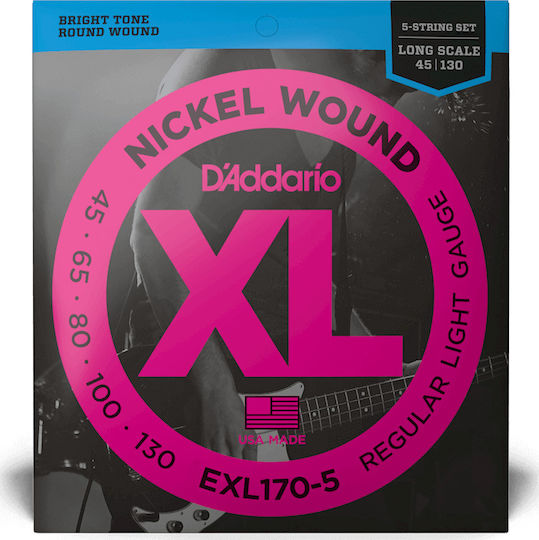 Daddario XL Nickel Bass Strings Set Nickel Wound Bass 45 - 130 Light Long Scale