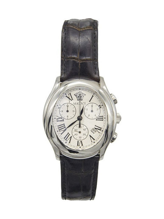 Versace Damen Uhr mit Schwarz Lederarmband