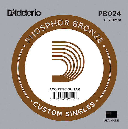 Daddario Single Phosphor Bronze Wound Μονή Χορδή Phosphor Bronze Ακουστικής Κιθάρας 24"
