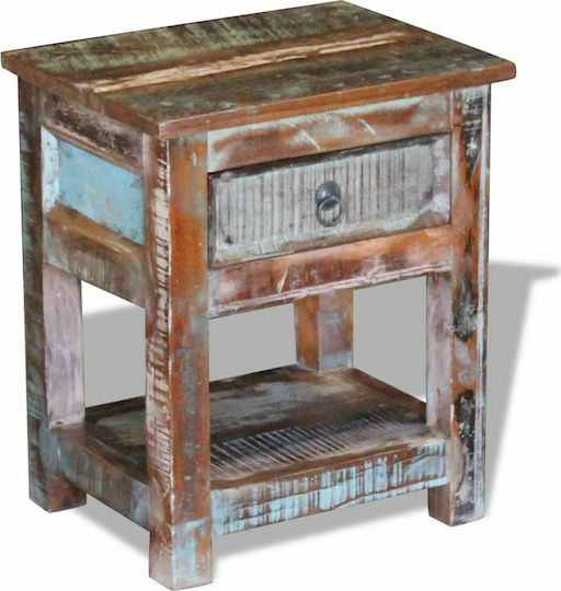 Rectangular Side Table made of Solid Wood with Drawers Multicolour 43x33x51 cm