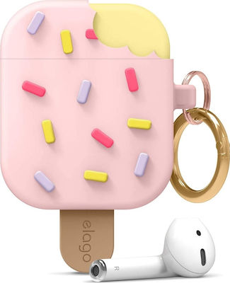 Elago Ice Cream Θήκη Σιλικόνης με Γάντζο σε Ροζ χρώμα για Apple AirPods