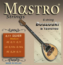 Mastro Complete Set of Silver Plated Strings for Bouzouki Silver 6 String Bouzouki & Tzoura 11 - 24"