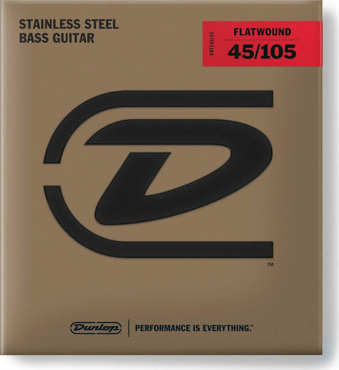Dunlop Flatwound Bass Strings Set Corzi Pentru Bas Oțel Inoxidabil 45 - 105