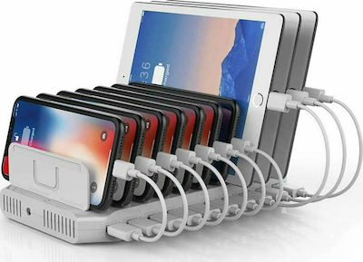 Unitek Βάση Φόρτισης με 10 Θύρες USB-A 96W Quick Charge 3.0 σε Λευκό χρώμα (Y-2190A)