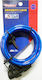 Tonyon TY513 Bicycle Cable Lock with Key Blue