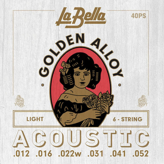La Bella Golden Alloy Σετ Χορδών 80/20 Brass Ακουστικής Κιθάρας 12 - 52" Light