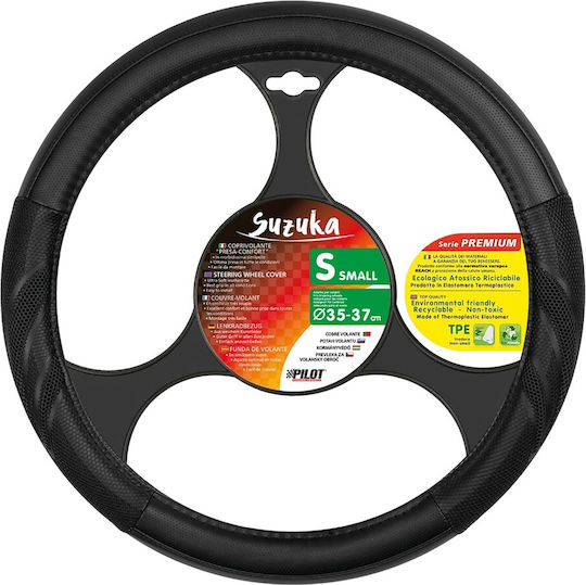 Lampa Car Steering Wheel Cover Suzuka with Diameter 35-37cm made of Leatherette Black