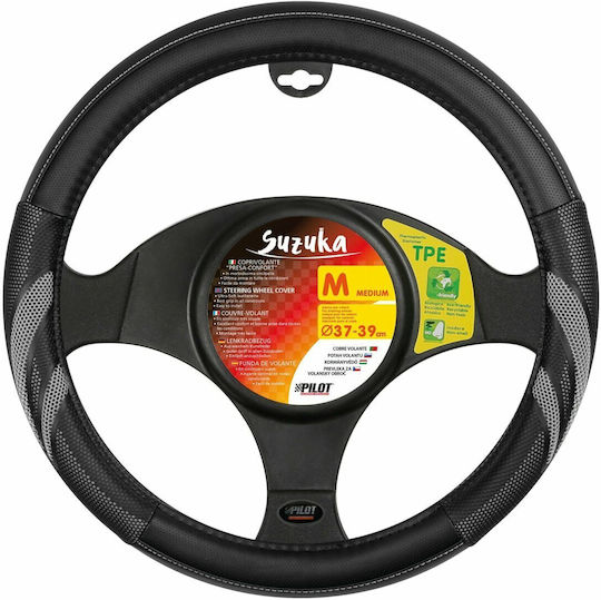 Lampa Car Steering Wheel Cover Suzuka with Diameter 37-39cm made of Leatherette Gray