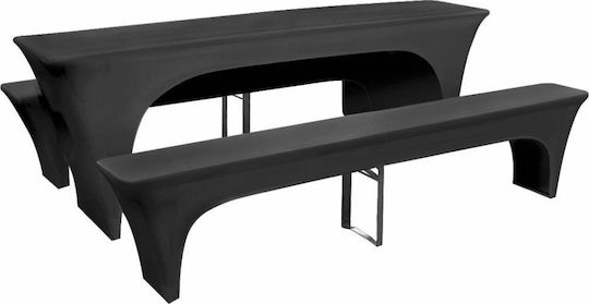 vidaXL Elastic Capac de masă Negru 220x80cm 3buc