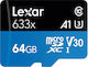 Lexar High-Performance 633x microSDXC 64GB Class 10 U3 V30 A2 UHS-I with Adapter