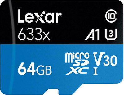 Lexar High-Performance 633x microSDXC 64GB Clasa 10 U3 V30 A2 UHS-I cu adaptor