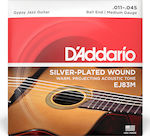 Daddario Set of Silver Plated Strings for Acoustic Guitar Gypsy Jazz Medium Ball End 11 - 45"