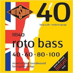 Rotosound Сет Стомана с никелово покритие Хорди за Бас Roto Bass Среден 40 - 100"