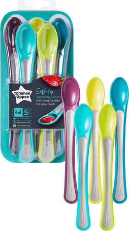 Tommee Tippee Plastic Baby Cutlery Set with Spoons for 4+ months 5pcs Multicolour