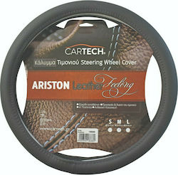 Cartech Κάλυμμα Τιμονιού Αυτοκινήτου Αriston Leather Feeling με Διάμετρο 38εκ. από Δερματίνη Γκρι