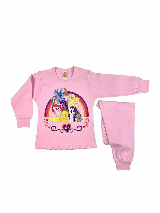 Nina Club Kinder Schlafanzug Winter Baumwolle Rosa pony