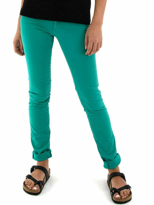 Snizzy Women's Fabric Trousers Slim Fit Green
