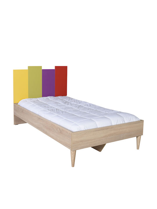 Παιδικό Κρεβάτι Μονό για Στρώμα 100x200cm Πολύχρωμο Φυσικό Rainbow