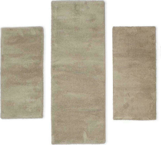Polcarpet 1820 Σετ Χαλιά Κρεβατοκάμαρας Βελουτέ Beige 3τμχ