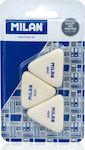 Milan Eraser Set for Pencil and Pen 445 Triangular 40x40x40x6mm 3pcs White