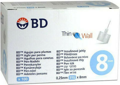 BD Thin Wall Insulin Needles 31G x 8mm 100pcs