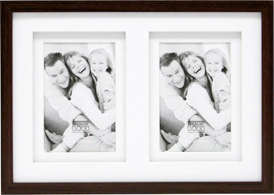 Deknudt S65KQ2 Wooden Wall-Mounted Multi Picture Frame 2 Photos With Brown Frame