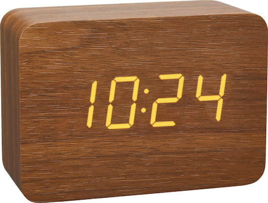 TFA Tisch-Digitaluhr mit Wecker & Radio Brown 60.2549.08