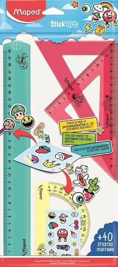 Maped Stick Art Set 4 Instrumente Geometrice Din Plastic Multicolore