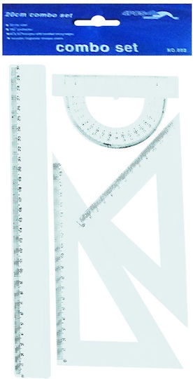 Justnote Set von geometrischen Instrumenten Kunststoff Transparent 30cm
