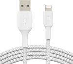 Belkin Coated Mfi Cert USB-A zu Lightning Kabel 12W Weiß 1m (CAA002bt1MWH)